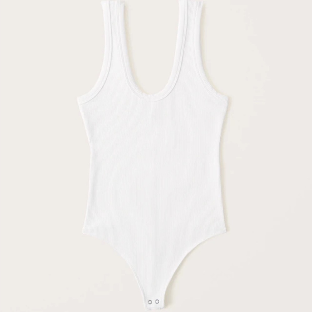 Abercrombie and Fitch Seamless Rib Scoopneck Bodysuit Size Small White